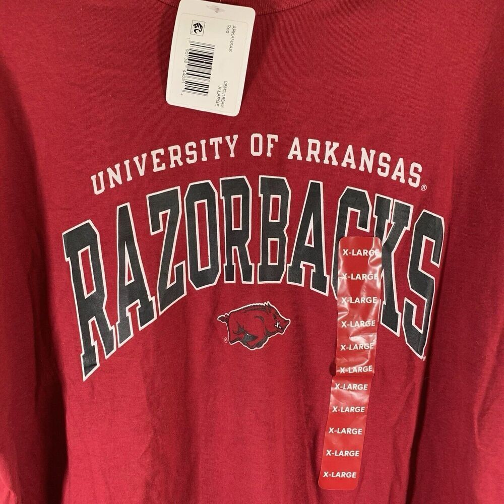 New Arkansas Razorbacks Shirt Men's L Grey Short Sleeve Embroidered Champion - Picture 2 of 7